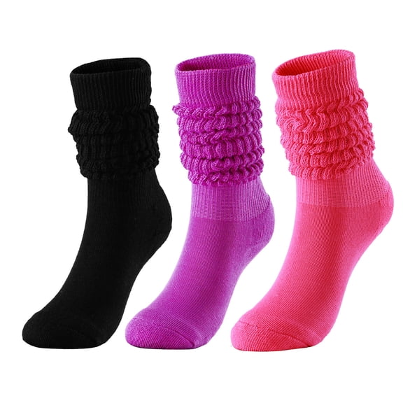 3 Pair Slouch Slouchy Socks Pack Knee High Scrunch 80s 90s Stacked Boot Socks Cute Sleep Comfy Slipper Reading Cozy Sleeping Christmas Gifts