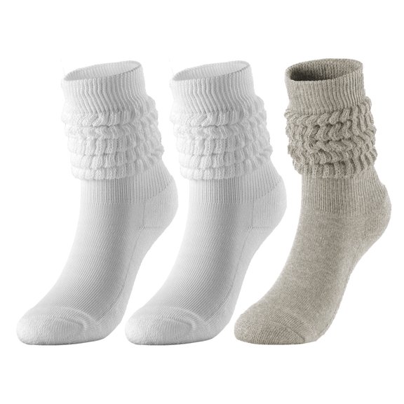 3 Pair Slouch Slouchy Socks Pack Knee High Scrunch 80s 90s Stacked Boot Socks Cute Sleep Comfy Slipper Reading Cozy Sleeping Christmas Gifts