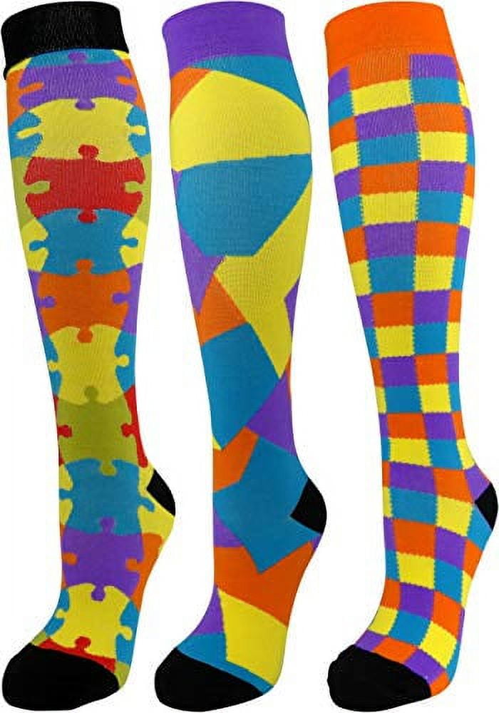 3 Pair Small/Medium Colorful Moderate Graduated Compression Socks 15-20 ...
