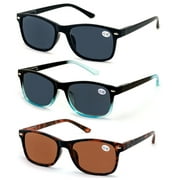 3 Pair Sunglasses Readers For Men Women - Outdoor Tinted Reading Glasses - NOT BIFOCAL +1.50