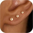 thumbnail image 1 of 3 Pair Tiny Flat Back Stud Earrings for Women - 14K Gold plated Hypoallergenic Cute Small Screw Flatback Earring Set, Everyday Wear, 1 of 6
