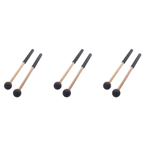 3 Pair Tongue Drum Mallets Soft Rubber Head Sticks for Drums and Keyboard Percussion