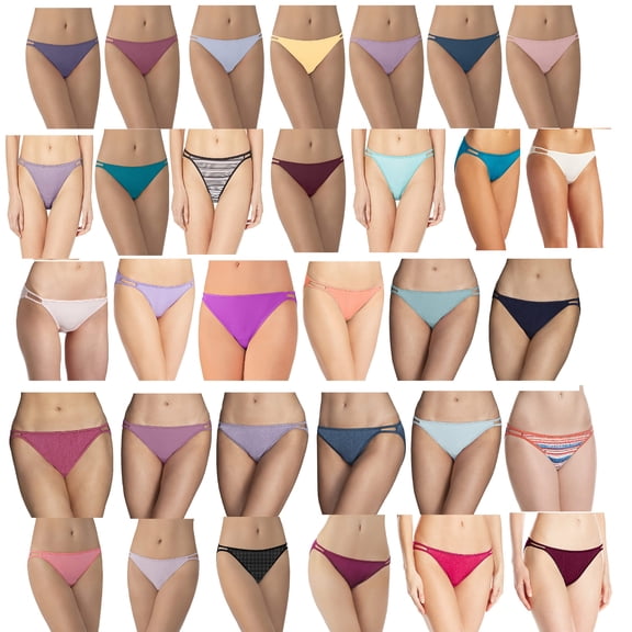 3-Pair Vanity Fair Womens Illumination String Bikini Prints/Solids, Style-18108, Size 6/Medium