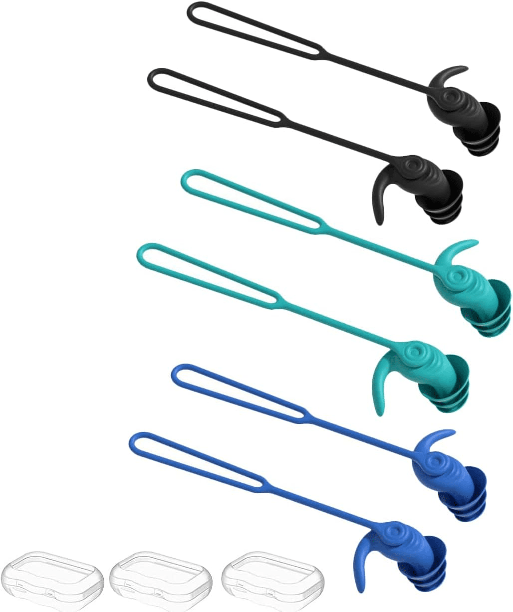 3-Pair Waterproof Silicone Swimming Ear Plugs for Adults – Anti-Lost ...