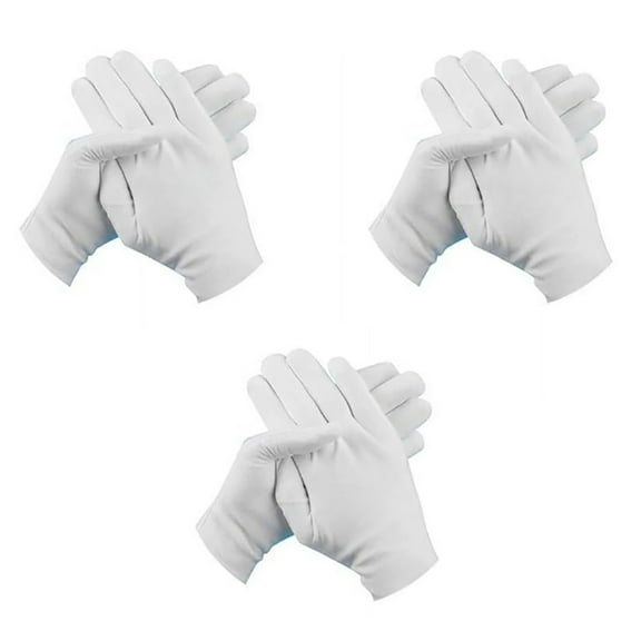 3-Pair White Cotton Gloves, Breathable Pure Cotton Work Gloves For Jewelry Inspection, Photography & Handling - Elastic Fit Protective Gloves(S Size)