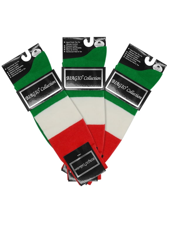 3 Pair of Biagio Men's ITALIAN Flag Italy Italiano Mens COTTON Dress SOCKS