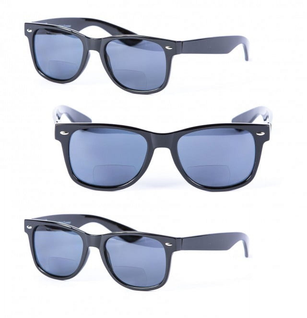 3 Pair of Bifocal Reading Sunglasses for Men and Women - Outdoor Sun Reading Glasses - Black - 1.50
