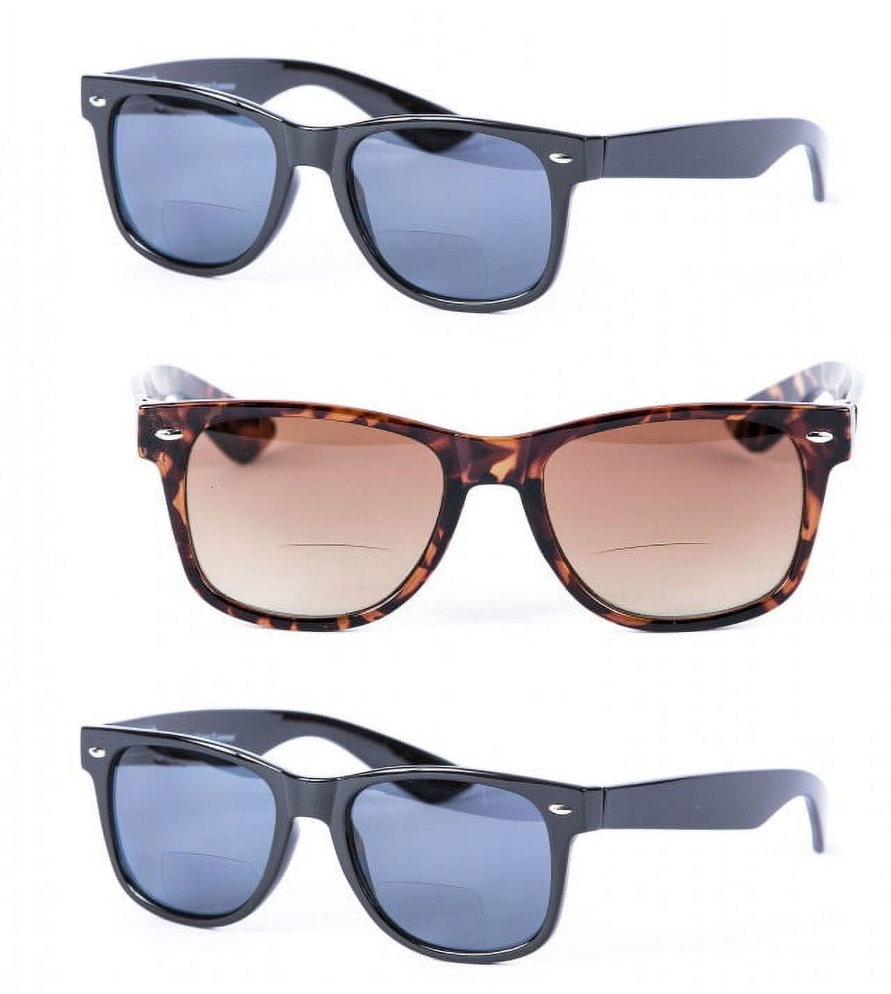 3 Pair of Bifocal Reading Sunglasses for Men and Women - Outdoor Sun Reading Glasses - Black/Brown - 2.75