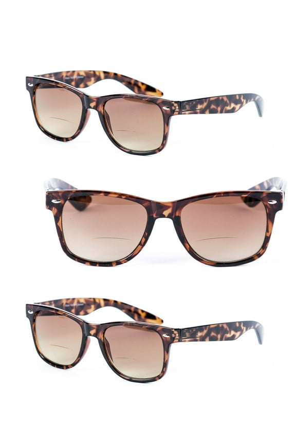 3 Pair of Bifocal Reading Sunglasses for Men and Women - Outdoor Sun Reading Glasses - Brown - 1.25