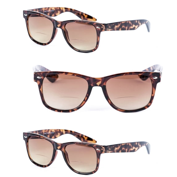 3 Pair of Bifocal Reading Sunglasses for Men and Women - Outdoor Sun Reading Glasses - Tortoise/Tortoise - 1.50