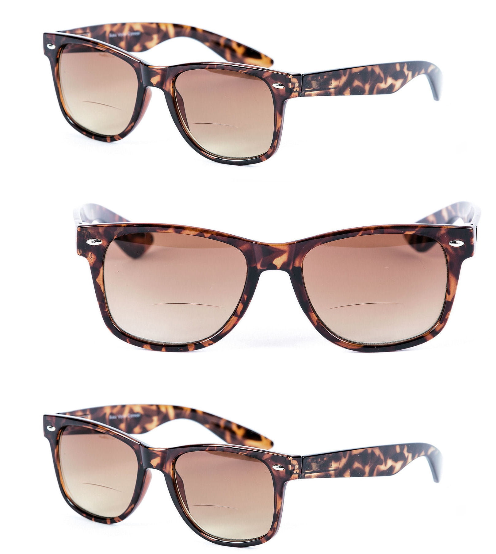 3 Pair of Bifocal Reading Sunglasses for Men and Women - Outdoor Sun Reading Glasses - Brown - 4.00