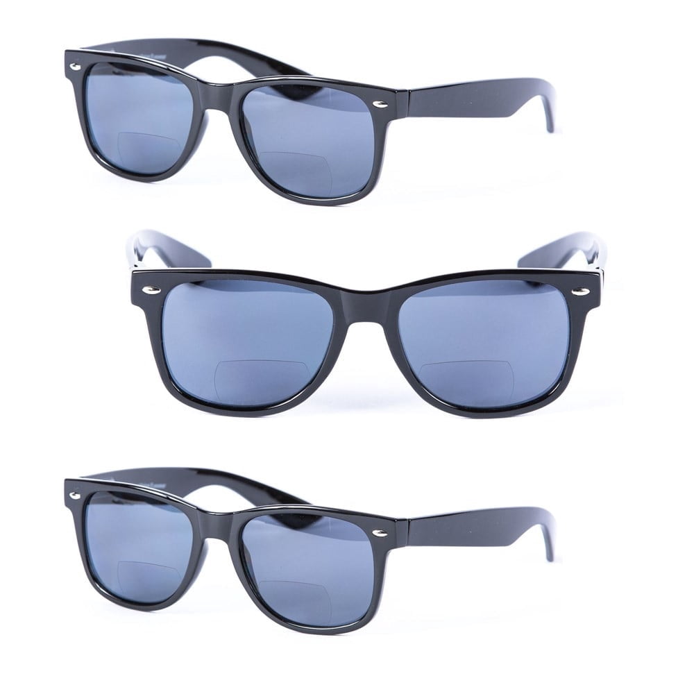 3 Pair of Classic Bifocal Reading Sunglasses For Men And Women Reading Glasses - Black/Black - 2.50