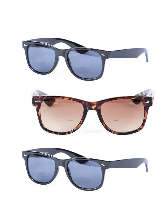 3 Pair of Classic Bifocal Reading Sunglasses For Men And Women Reading Glasses - Black/Tortoise - 1.50