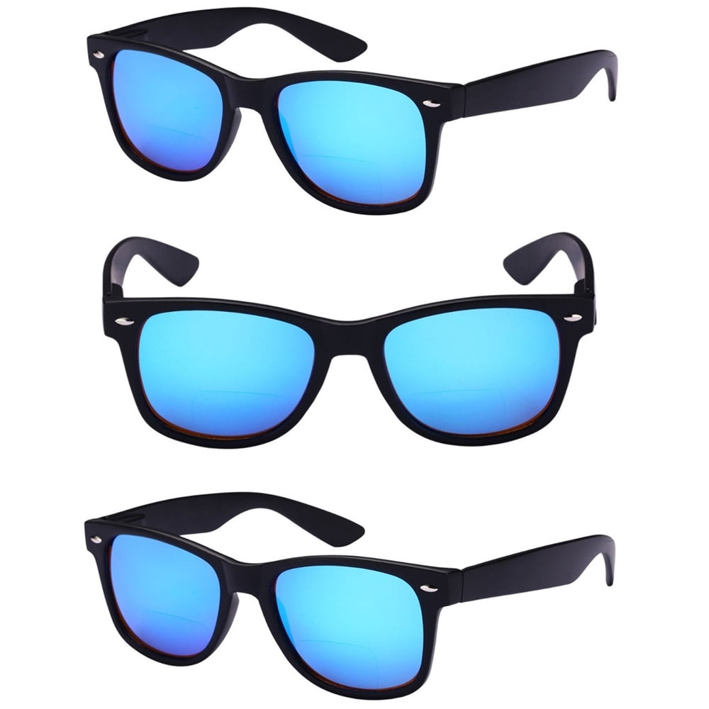 3 Pair of Classic Bifocal Reading Sunglasses For Men And Women Reading Glasses - Blue/Blue - 3.00