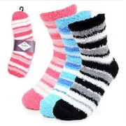 3 Pair of Fuzzy Slipper Socks for Women Soft Cozy in Several Patterns
