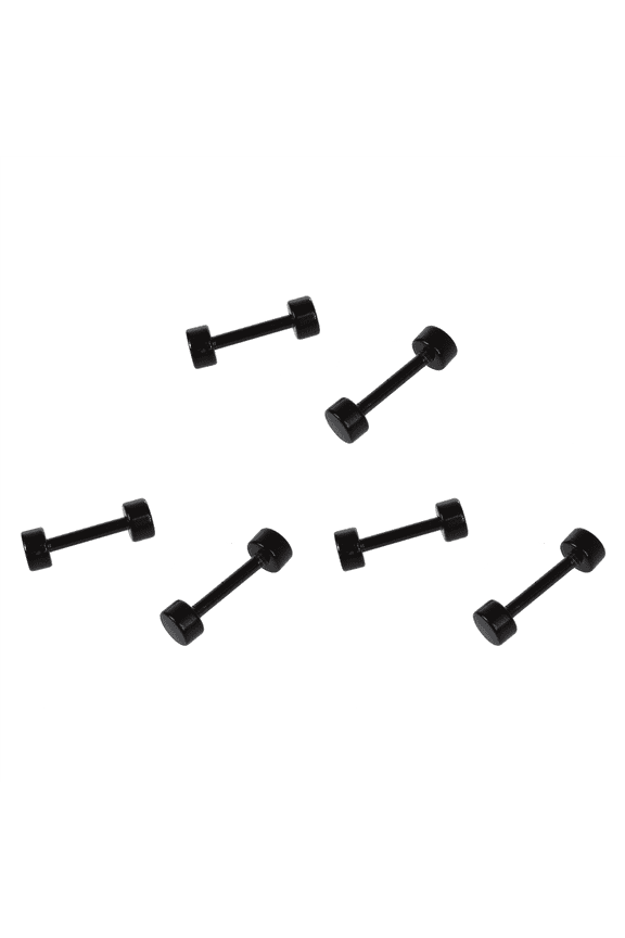 3 Pair of Men'S Barbell Titanium Steel Ear Studs Earrings 4mm Black