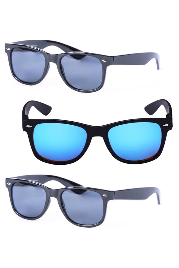 3 Pair of Unisex Reading Sunglasses - Full Frame Sun Readers (non bifocal) - Black/Blue - 1.50