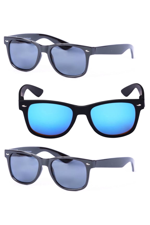 3 Pair of Unisex Reading Sunglasses - Full Frame Sun Readers (non bifocal) - Black/Blue - 1.50