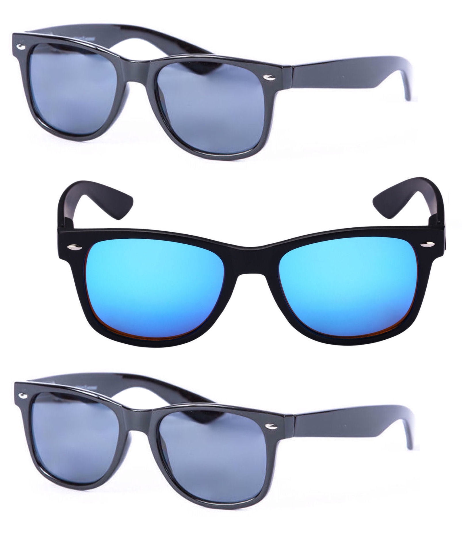 3 Pair of Unisex Reading Sunglasses - Full Frame Sun Readers (non bifocal) - Black/Blue - 2.50