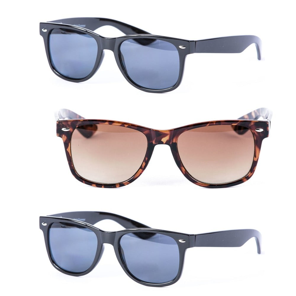 3 Pair of Unisex Reading Sunglasses - Full Frame Sun Readers (non bifocal) - Black/Tortoise - 2.75