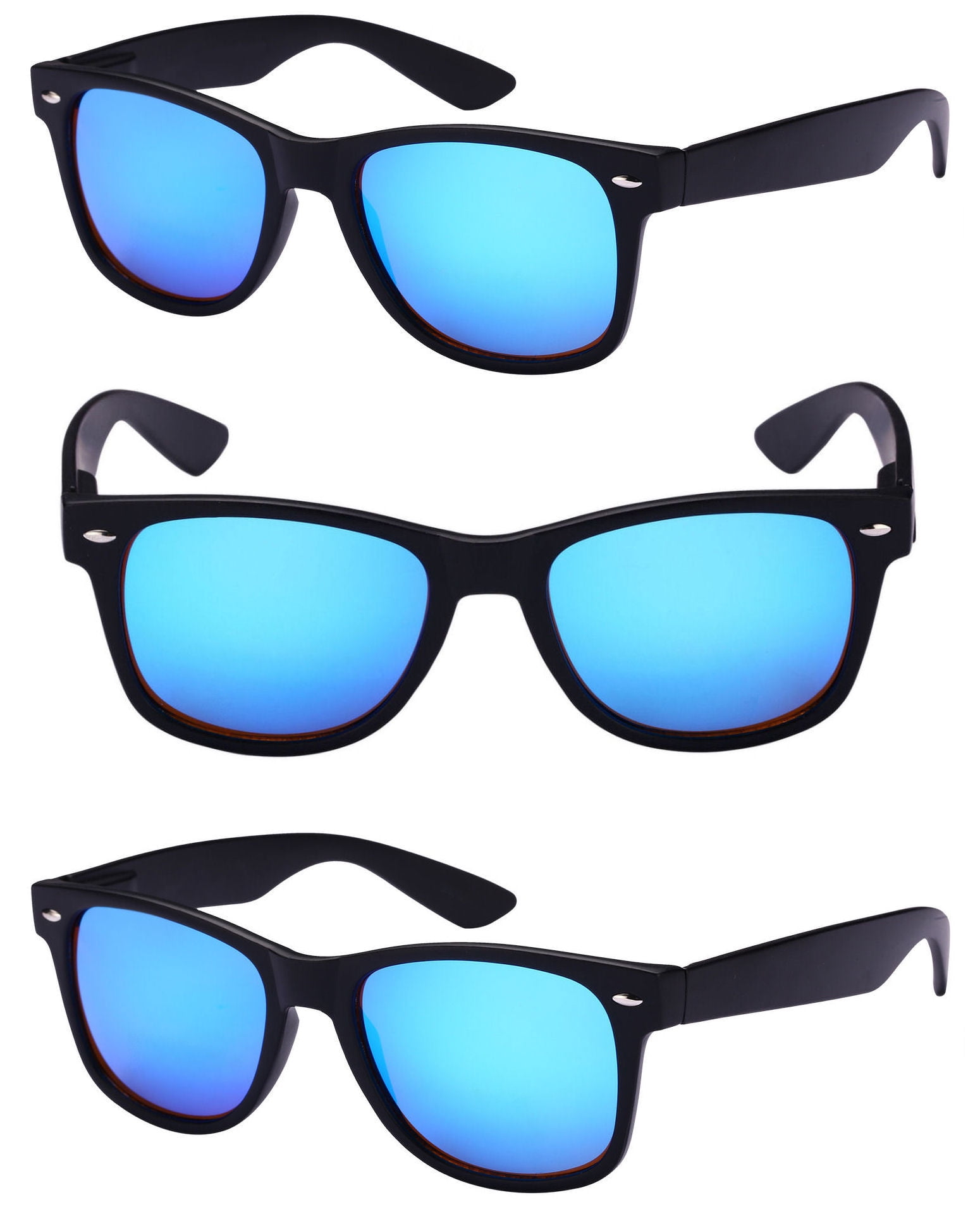 3 Pair of Unisex Reading Sunglasses - Full Frame Sun Readers (non bifocal) - Blue/Blue - 2.00
