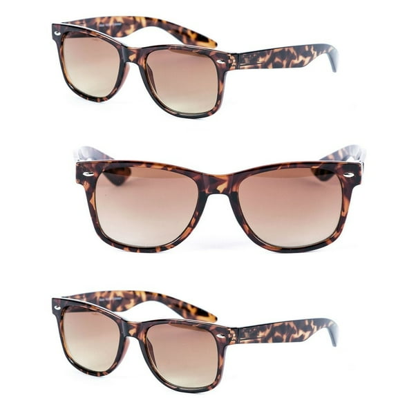 3 Pair of Unisex Reading Sunglasses - Full Frame Sun Readers (non bifocal) - Tortoise - 2.75