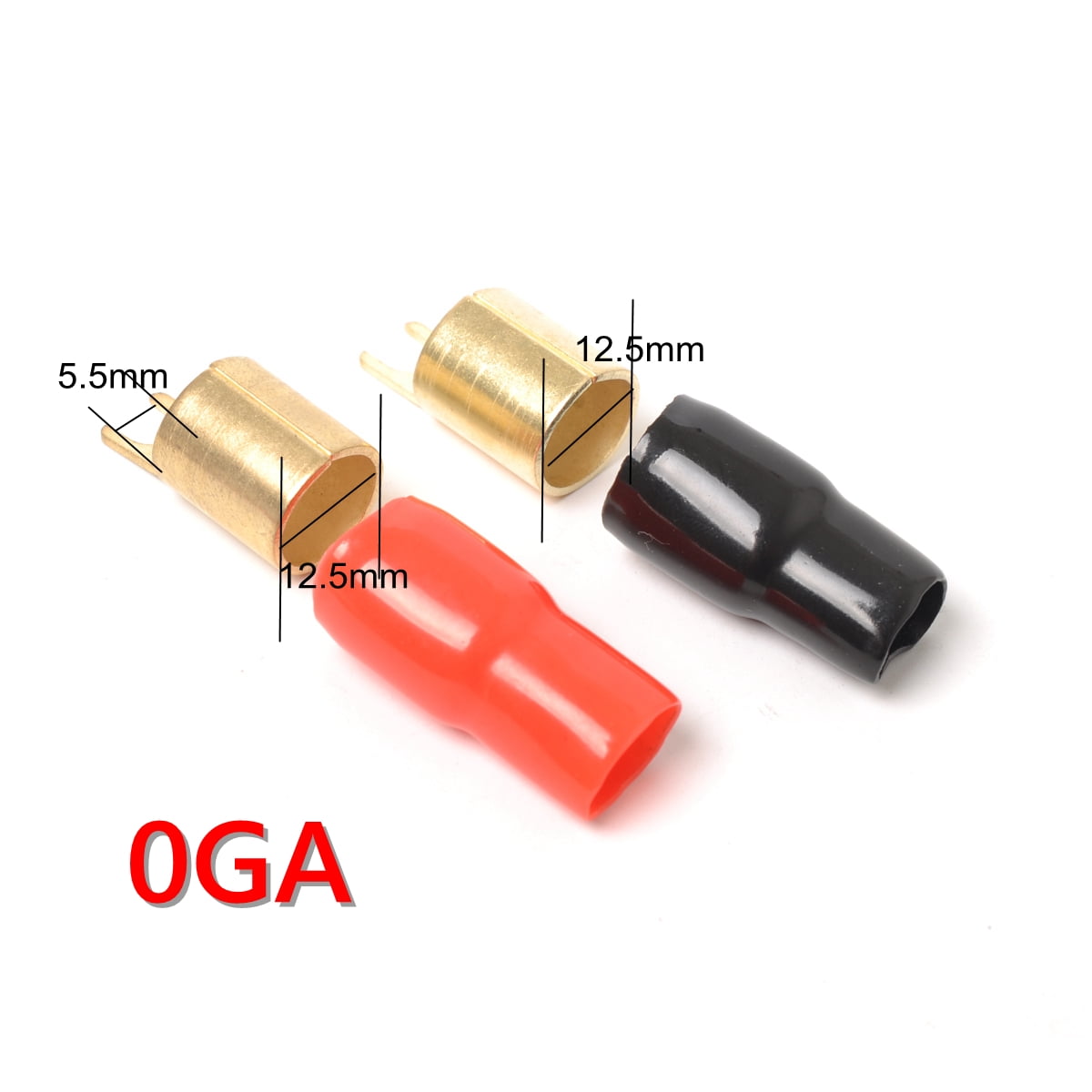 3 Pairs 0ga Terminal Spade Crimp Connectors Adapter Brass Currents