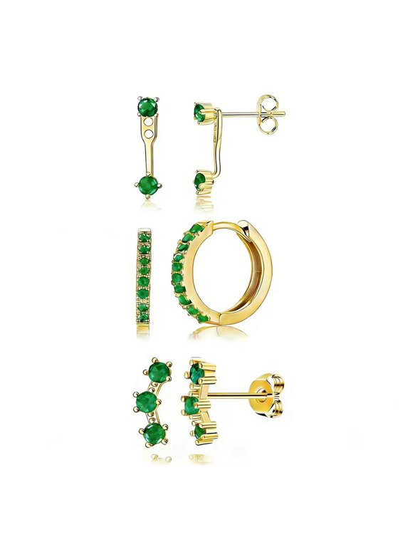 3 Pairs 14K Gold Plated Stud Earrings Set for Women, Hypoallergenic Nickel Free Cartilage Piercing Earrings, Dainty Stackable Small Earrings Fashion Jewelry Gifts