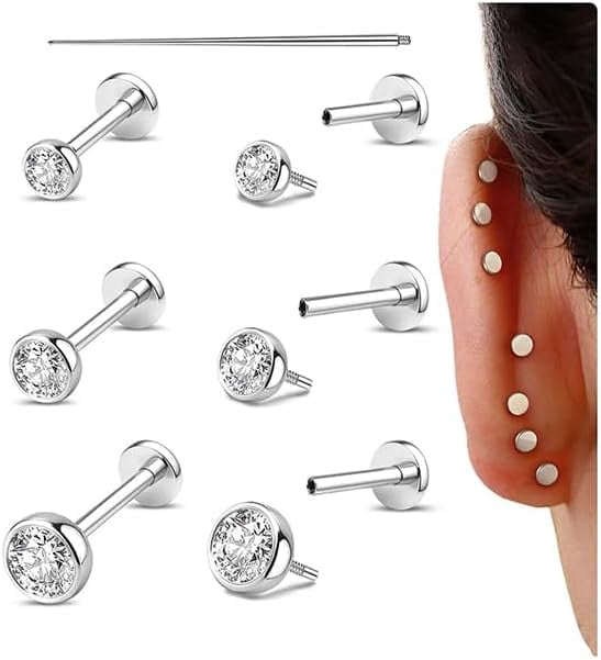 3 Pairs 14K Premium Gold-filled Titanium Surgical Steel Earrings, Earrings, Ear Studs, Earrings (Silver)[s720]