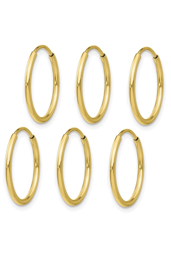 3 Pairs - 14K Yellow Gold Filled (Large Size 1.25x20mm) Endless Hoop Earrings With Anti-Tarnish (6Pcs/3Pairs)