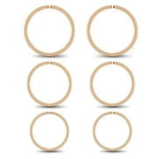 DUANHUI 3 Pairs 14k Rose Gold Filled Small Hoop Earrings Set for Nose Cartilage Septum Helix Tragus Multiple Piercing Jewelry,6mm 7mm 8mm 6Pcs, Handmade in USA