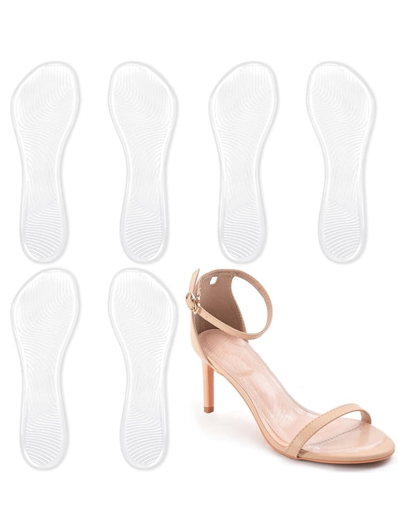 3 Pairs 3/4 Length Gel High Heel Inserts, Self-Adhesive Anti-Slip Sandal Insoles for Women-Comfort Shoe Pads for High Heels Sandals Flats