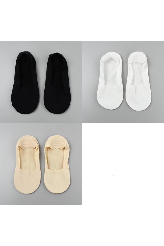 3 Pairs 3 Colors Cotton Non-slip Boat Socks Invisible Socks Mixed Color 185x80~82x1mm 1 pair/color