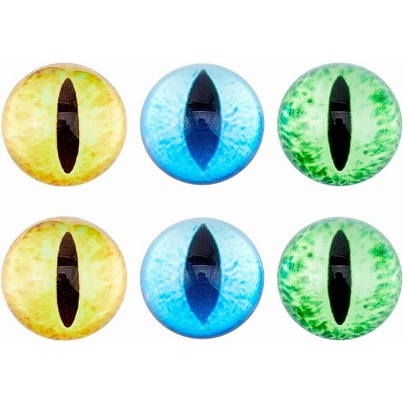 3 Pairs 3 Colors Half Round Eyes 30mm Eyeballs Glass Eyes Cat Eyes Dragon Eyes Glass Dome Eyes Cabochons Safety Eye for Amigurumi Crochet Clay Animals Sculptures Props Jewelry Making