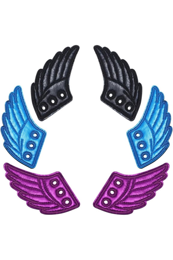 3 Pairs 3 Colors Shoe Wings Decorations Cloth Angel Wings Shoes Lace Accessories for Halloween Sneakers Canvas Sport PU Shoes DIY Daily Accessory