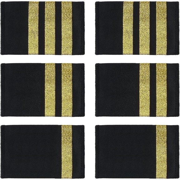 3 Pairs 3 Styles Polyester Pilot Uniform Epaulets Black Aviators Epaulettes Shoulder Uniform Shoulder Boards Sliders with Gold Stripes