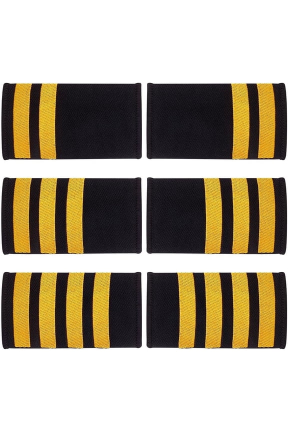 3 Pairs 3 styles Rectangle Polyester Pilot Epaulettes Sew on Felt Cloth Shoulder Badges golden 90~92x49~50x2~2.5mm 1 pair/style