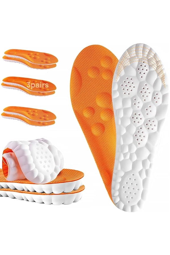 3 Pairs 4D Cloud Insoles,Anti Fatigue Shock Absorption,Massage Insole Arch Surpport Super Soft,U-Shape Memory Foam Insoles,Pain Plantar Fasciitis,for Men & Women- Trim to Fit Insoles Steppers