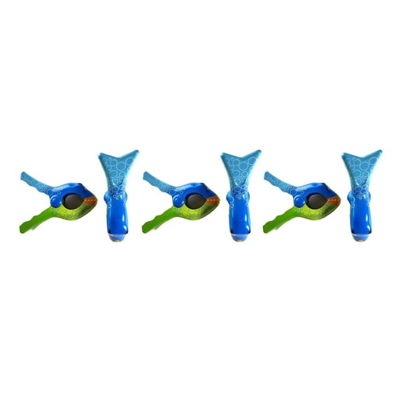 3 Pairs (6 Ct) Bubble Fish Beach Tower Clips, Beach Towel Holders, Clips, Beach, Patio or Pool Accessories, Portable Towel Clips, Chip Clips, Secure Clips Bubble Fish Style by C&H Solutions