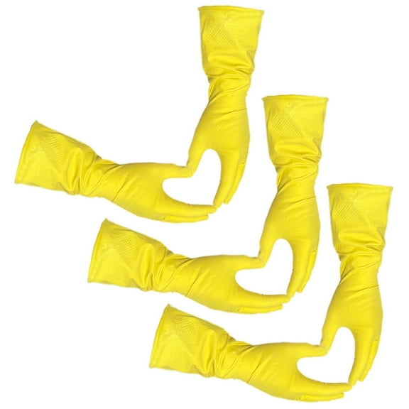 3 Pairs (6 Gloves) - Size Large - Gloves Legend Latex Yellow Household Kitchen Cleaning Dishwashing Reusable Gloves