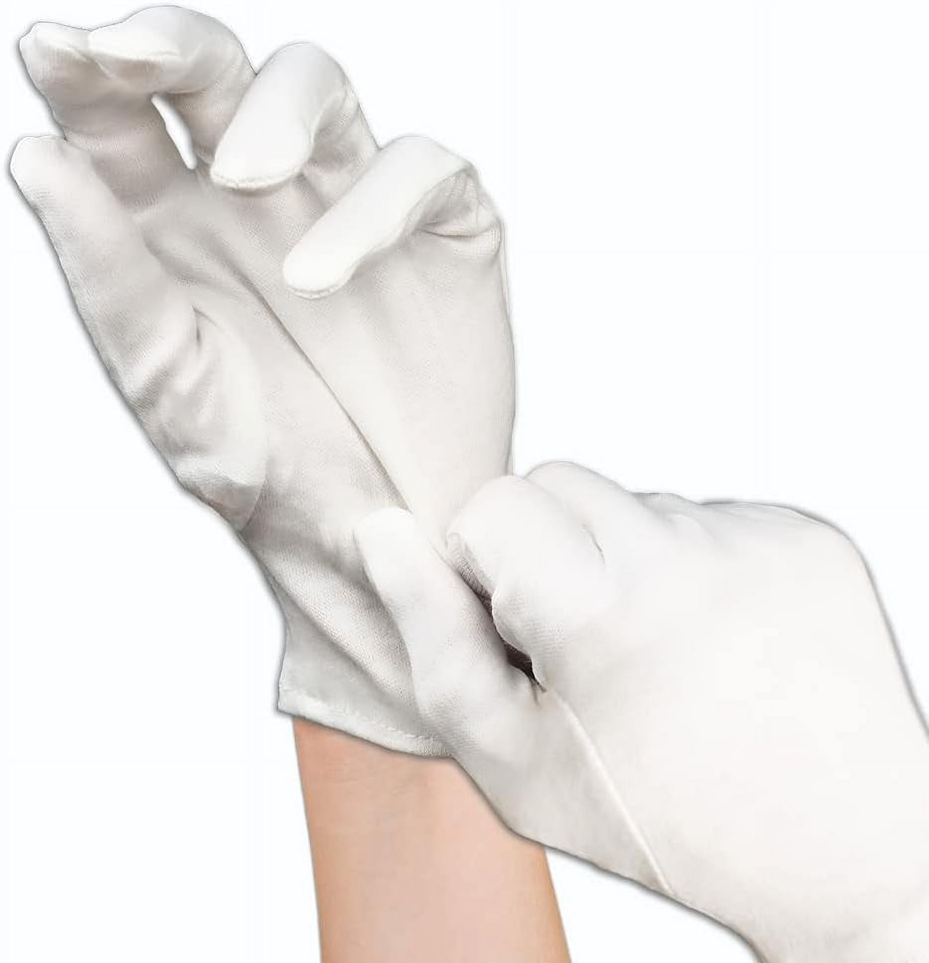 3 Pairs (6 Gloves) White 100 Cotton Moisturizing Gloves for Dry Hand