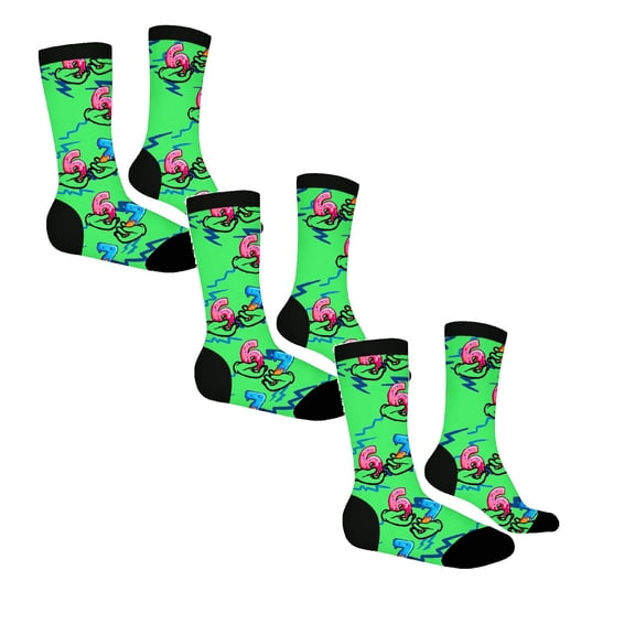 3 Pairs 67 Socks Ice Cream 6 7 Meme Novelty Six Seven Crew Socks Funny Valentine's Gifts For Boys Girls Men Women