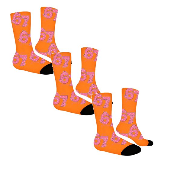 3 Pairs 67 Socks - Kids 6 7 Socks - Ice Cream Six Seven Meme Design Sock - Holiday Funny Valentine's Gifts for Boys Girls Teens