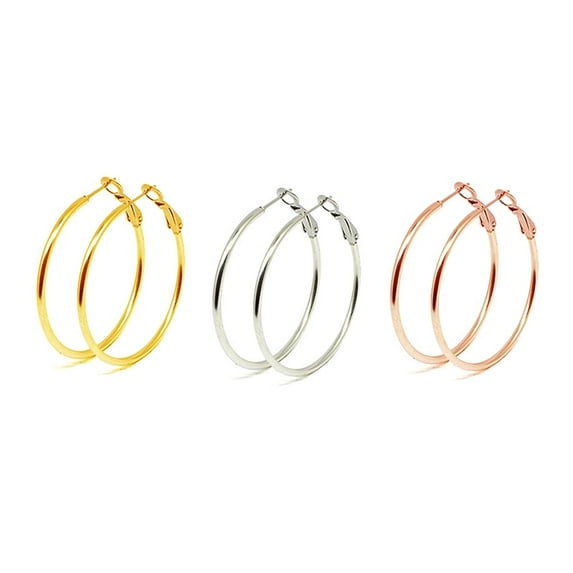 3 Pairs 70mm Large Hoop Earrings Stainless Steel for Women Sensitive Ears