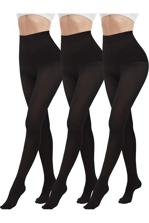 3 Pairs 80D Tights for Women High Waisted Stockings Womens Footed Pantyhose