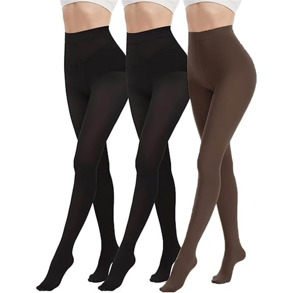 3 Pairs 80D Tights for Women High Waisted Stockings Womens Footed Pantyhose