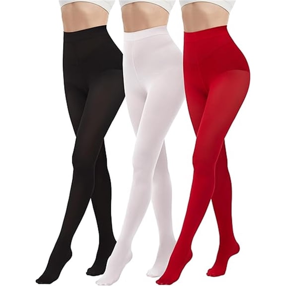 3 Pairs 80D Tights for Women High Waisted Stockings Womens Footed Pantyhose