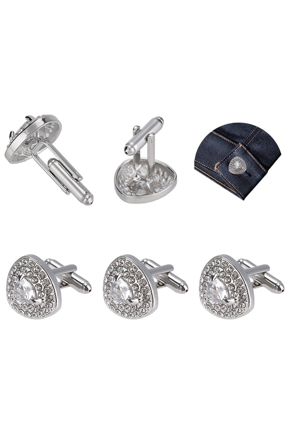 3 Pairs Alloy Compass Cufflinks Men's Fashion French Shirt Buttons Cufflinks Sleeve Nails Accessories Platinum 18x18mm