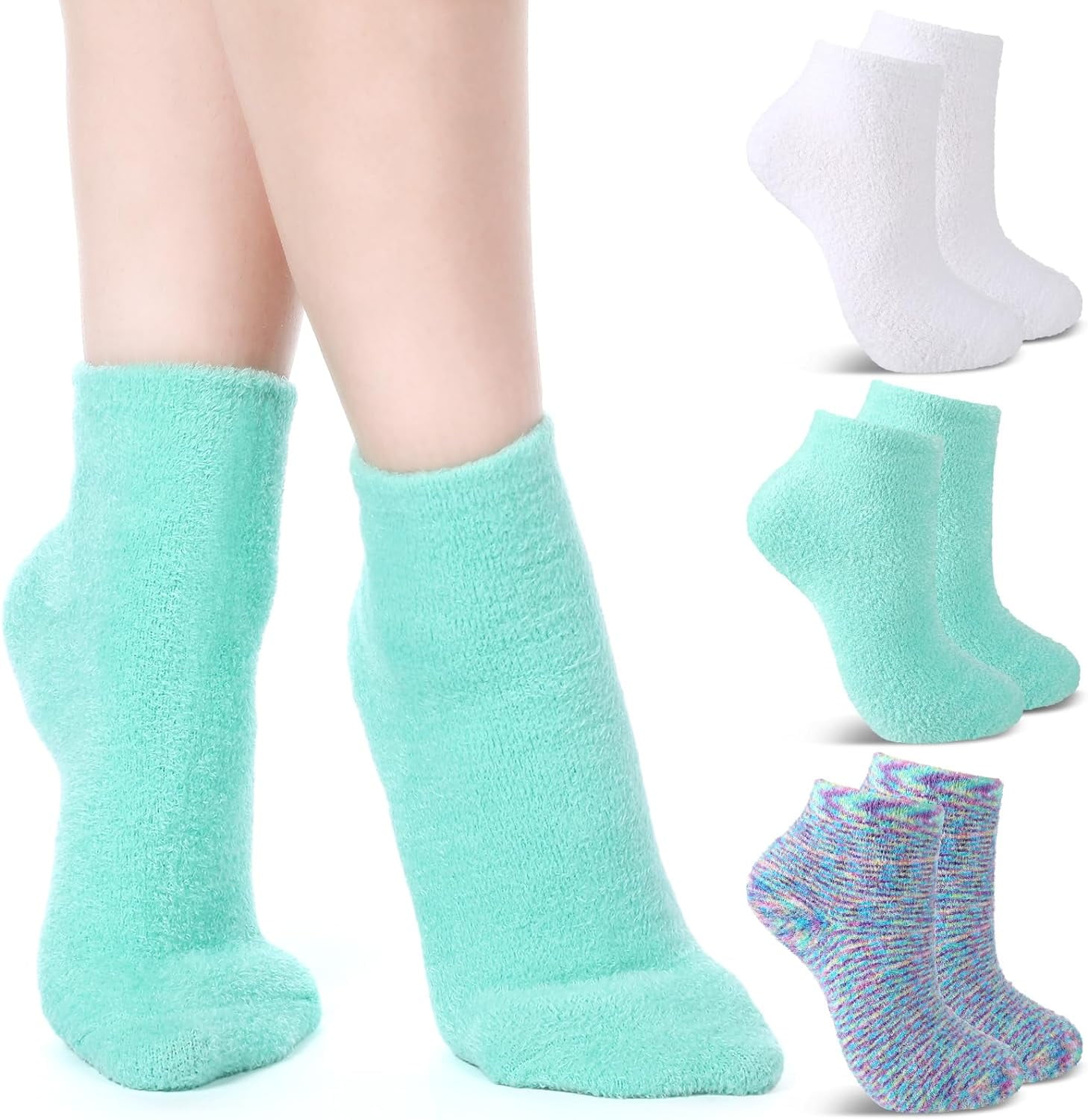 3 Pairs Aloe Socks Moisturizing Spa Socks for Dry Cracked Feet Infused