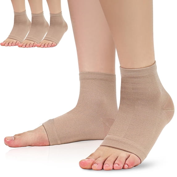 3 Pairs Ankle Brace Compression Sleeves - 8-15 mmhg Open Toe Compression Socks with Arch Support for Women & Men , Relief for Swelling, Plantar Fasciitis, and Sprains – Step into Comfort and Stability